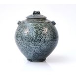 A CONTEMPORARY STUDIO POTTERY SALT GLAZED URN AND COVER
