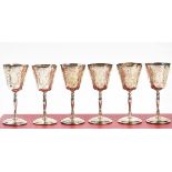 A set of six silver sherry or port goblets