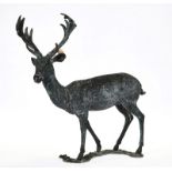 A BRONZE MODEL OF A STANDING STAG