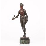 A FRENCH BRONZE SCULPTURE OF DIANA THE HUNTRESS