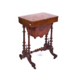A VICTORIAN INLAID WALNUT SEWING TABLE