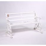 A 19TH CENTURY 'SERPENT AND GRAPE' PATTERN WHITE PAINTED GARDEN BENCH AFTER A DESIGN BY...