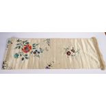 A CHINESE EMBROIDERED SILK TABLE RUNNER