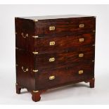 A MAHOGANY BRASS BOUND CAMPAIGN STYLE CHEST