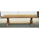 A 17TH CENTURY STYLE PINE CLEATED PLANK TOP REFECTORY TABLE