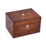 A VICTORIAN FIGURED WALNUT MOTHER OF PEARL INLAID TOILET BOX