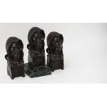 THREE BRONZE BUSTS 'THE SAVAGE' (3)