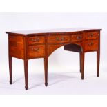 A GEORGE III INLAID MAHOGANY SERPENTINE SIDEBOARD