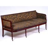 A HEPPLEWHITE REVIVAL MAHOGANY FRAMED SQUARE BACK SOFA