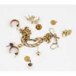 A GOLD FACETED CURB LINK BRACELET AND FURTHER JEWELLERY (10)