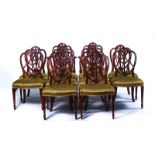 A SET OF TWELVE HEPPLEWHITE STYLE MAHOGANY DINING CHAIRS