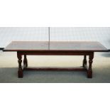 A 17TH CENTURY STYLE OAK PLANK TOP REFECTORY TABLE