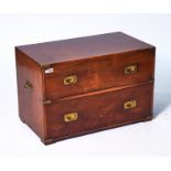 A CAMPAIGN STYLE BRASS BOUND YEW WOOD LOW CHEST