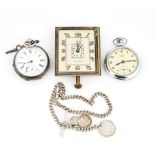 A SILVER CASED KEY WIND OPENFACED POCKET WATCH AND FURTHER ITEMS (5)