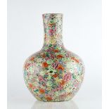 A LARGE CHINESE FAMILLE-ROSE BOTTLE VASE, TIANQIUPING