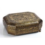 A CHINESE EXPORT GILT AND BLACK LACQUER GAMES BOX