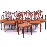 A SET OF EIGHT HEPPLEWHITE STYLE MAHOGANY DINING CHAIRS