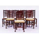 A MATCHED SET OF EIGHT 20TH CENTURY LANCASHIRE LADDERBACK DINING CHAIRS