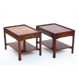 A PAIR OF 18TH CENTURY STYLE MAHOGANY RECTANGULAR TWO TIER OCCASIONAL TABLES