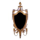 A LATE 19TH CENTURY SHIELD SHAPED GIRONDAL MIRROR