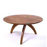 CONTEMPORARY DESIGN; A 20TH CENTURY BEECH CIRCULAR KITCHEN TABLE