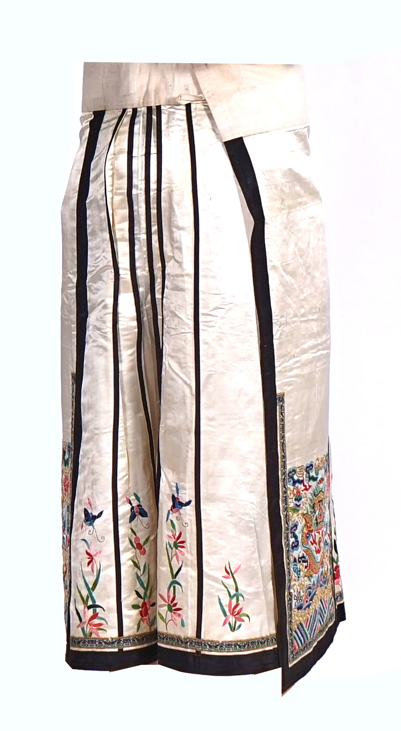 TWO CHINESE EMBROIDERED SILK APRON SKIRTS - Image 2 of 5