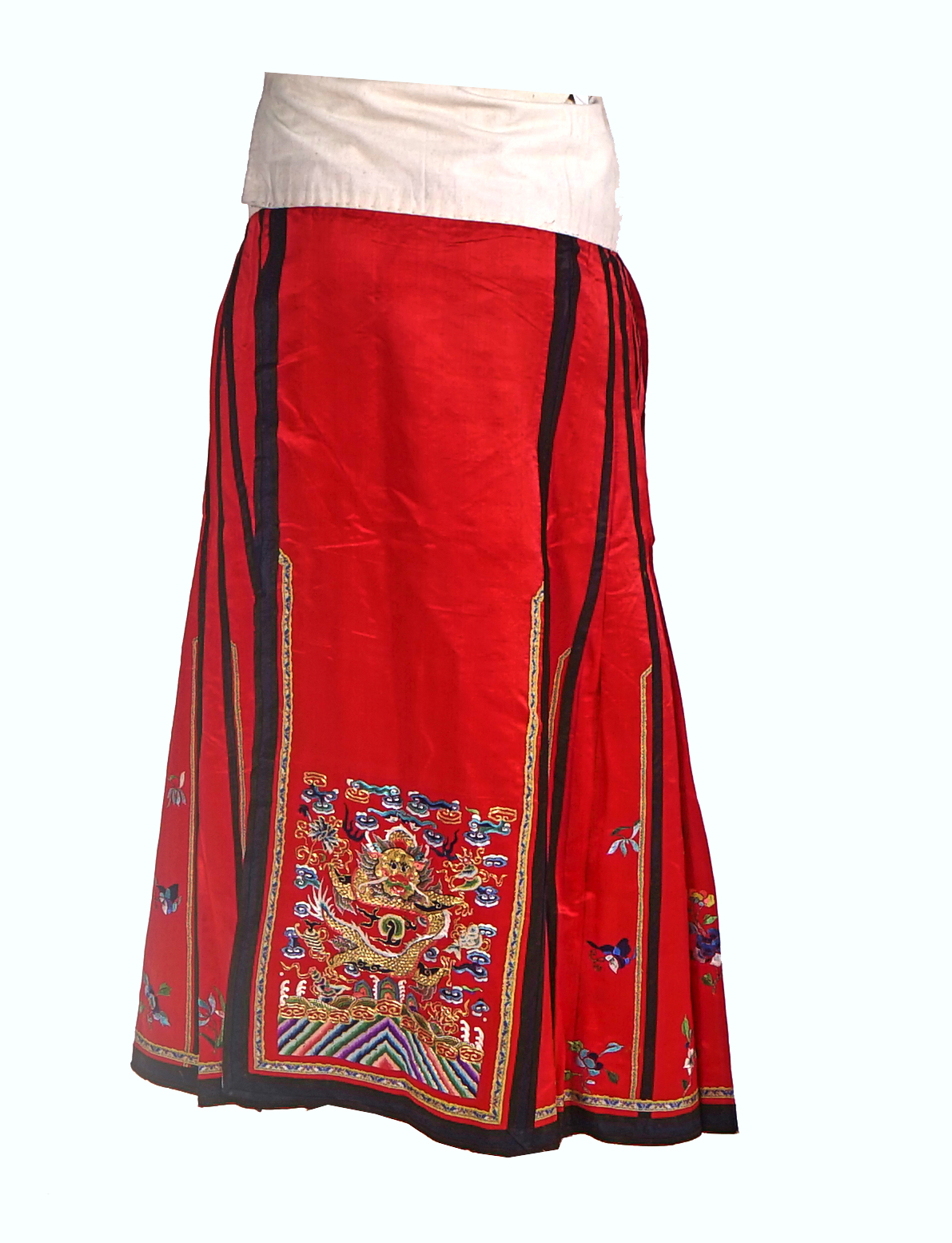 TWO CHINESE EMBROIDERED SILK APRON SKIRTS - Image 4 of 5