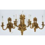 THREE REGENCY STYLE GILT-METAL WALL LIGHTS