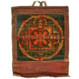 A TIBETAN MANDALA THANGKA ON CLOTH