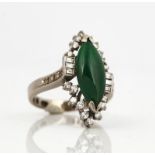 A WHITE GOLD, JADE AND DIAMOND RING
