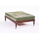A LARGE RECTANGULAR STAINED BEECH FOOTSTOOL