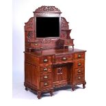 A LATE 19TH CENTURY CHINESE EXPORT HARDWOOD DRESSING TABLE