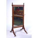 A REGENCY INLAID MAHOGANY CHEVAL MIRROR