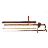 AN ENGLISH CEREMONIAL ROBE SWORD AND A PRACTICE SWORD (2)
