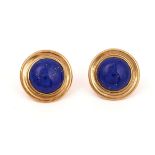 A PAIR OF 9CT GOLD AND LAPIS LAZULI EARSTUDS