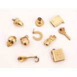 TEN 9CT GOLD CHARMS (10)