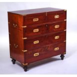 A CAMPAIGN STYLE BRASS BOUND MAHOGANY CHEST