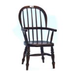 A LATE 19TH CENTURY ASH AND ELM CHILD’S STICK BACK WINDSOR CHAIR