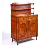 A 19TH CENTURY MAHOGANY CHIFFONIER WITH PEN WORK DECORATION