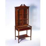 AN EDWARDIAN INLAID MAHOGANY DISPLAY CABINET