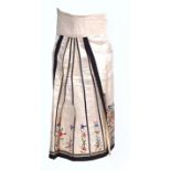 TWO CHINESE EMBROIDERED SILK APRON SKIRTS