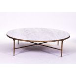 AFTER GIACOMETTI; A LARGE CIRCULAR MARBLE TOPPED COFFEE TABLE