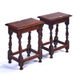A PAIR OF 17TH CENTURY STYLE OAK JOINT STOOLS