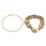 A 9CT GOLD BANGLE AND A 9CT GOLD BRACELET (2)