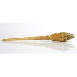 AN INDIAN CARVED IVORY FLY WHISK, CHAURI