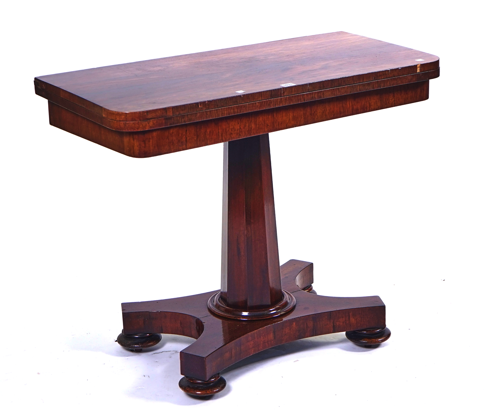 A WILLIAM IV ROSEWOOD D-SHAPED CARD TABLE