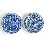 A PAIR OF CHINESE BLUE AND WHITE DISHES