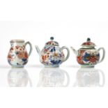 A CHINESE IMARI LOBED TEAPOT AND COVER
