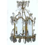 A FRENCH CUT-GLASS AND GILT-BRONZE LANTERN