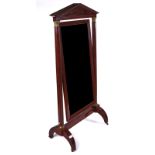 A LARGE FRENCH EMPIRE BRASS MOUNTED MAHOGANY CHEVAL MIRROR